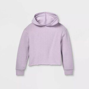 Art Class - Kids' Fleece Raw Edge Boxy Hoodie Size S/M Violet